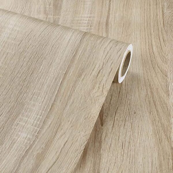 Papel Tapiz Autoadhesivo de Papel de imitación de Madera Clara de Vinilo para Muebles de Cocina